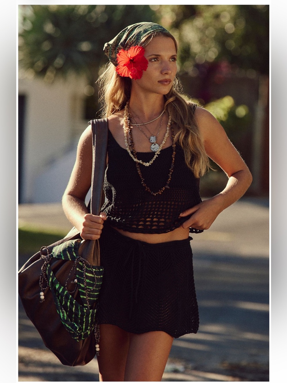 🚩LAST ONE🚩NwT’s-$100 FREE PEOPLE Fuego Set Med 2pc Knit Black Mini Skirt Tank